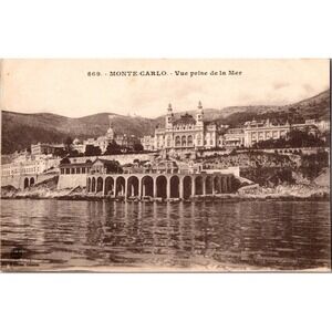 Vintage Monte-Carlo Seaside View Black & White Postcard‎ by Giletta